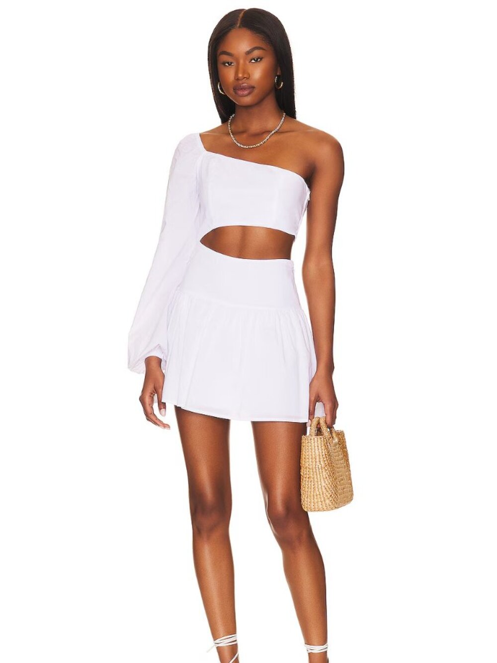 White One-Shoulder Mini Dress from Revolve